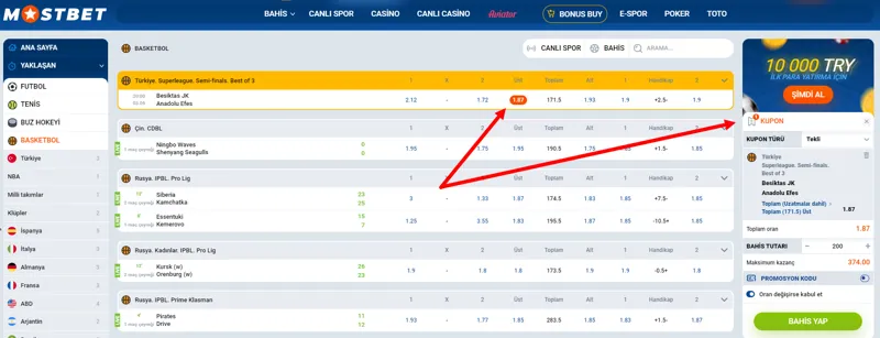 Basketbol Bahis Kuponu