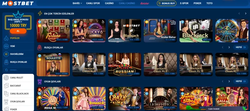 Canlı Casino MostBet