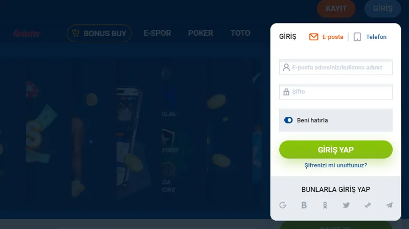 Kazancınızı çekmek için kişisel hesabınıza giriş yapın