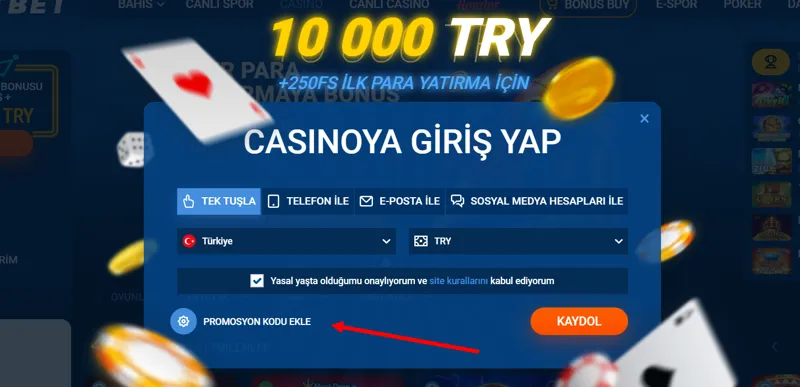 Kayıt sırasında promosyon kodunu nereye girmelisiniz
