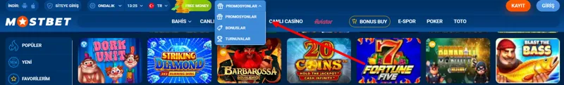MostBet web sitesinde bonuslar ve promosyonlar